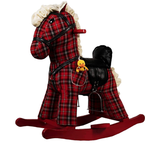 راکر اسب کودک چوبی شطرنجی قرمز - مشکی -اسباب بازی